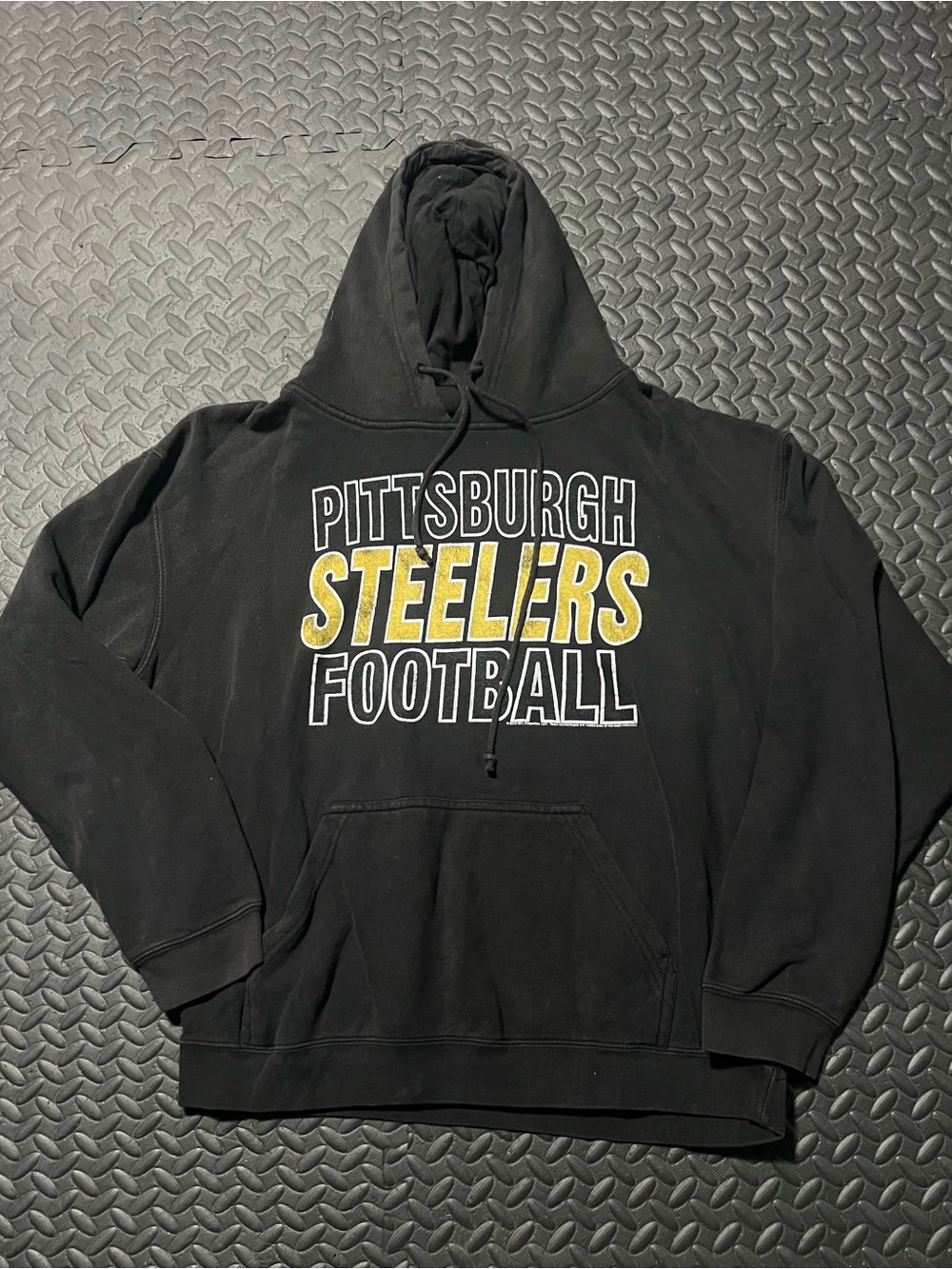 Gildan Black Hoodie with Yellow & White Pittsburgh Steelers Graphic